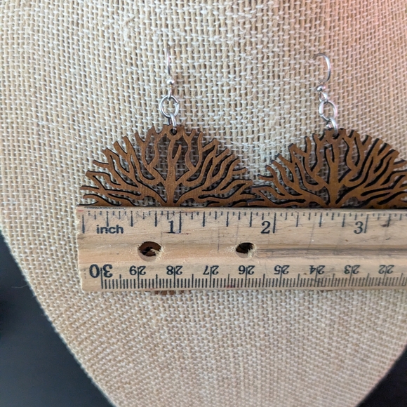 Tree of Life Wooden Earrings - Picture 5 of 6